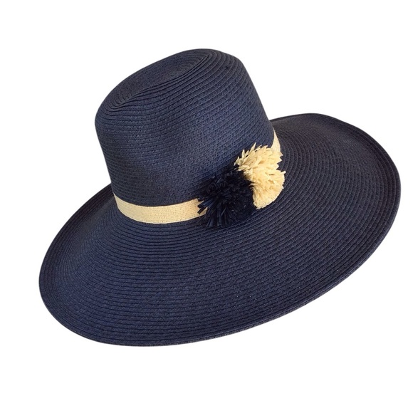 Tommy Bahama Island Navy Pom Pom Wide Brim Hat NEW - Picture 1 of 8